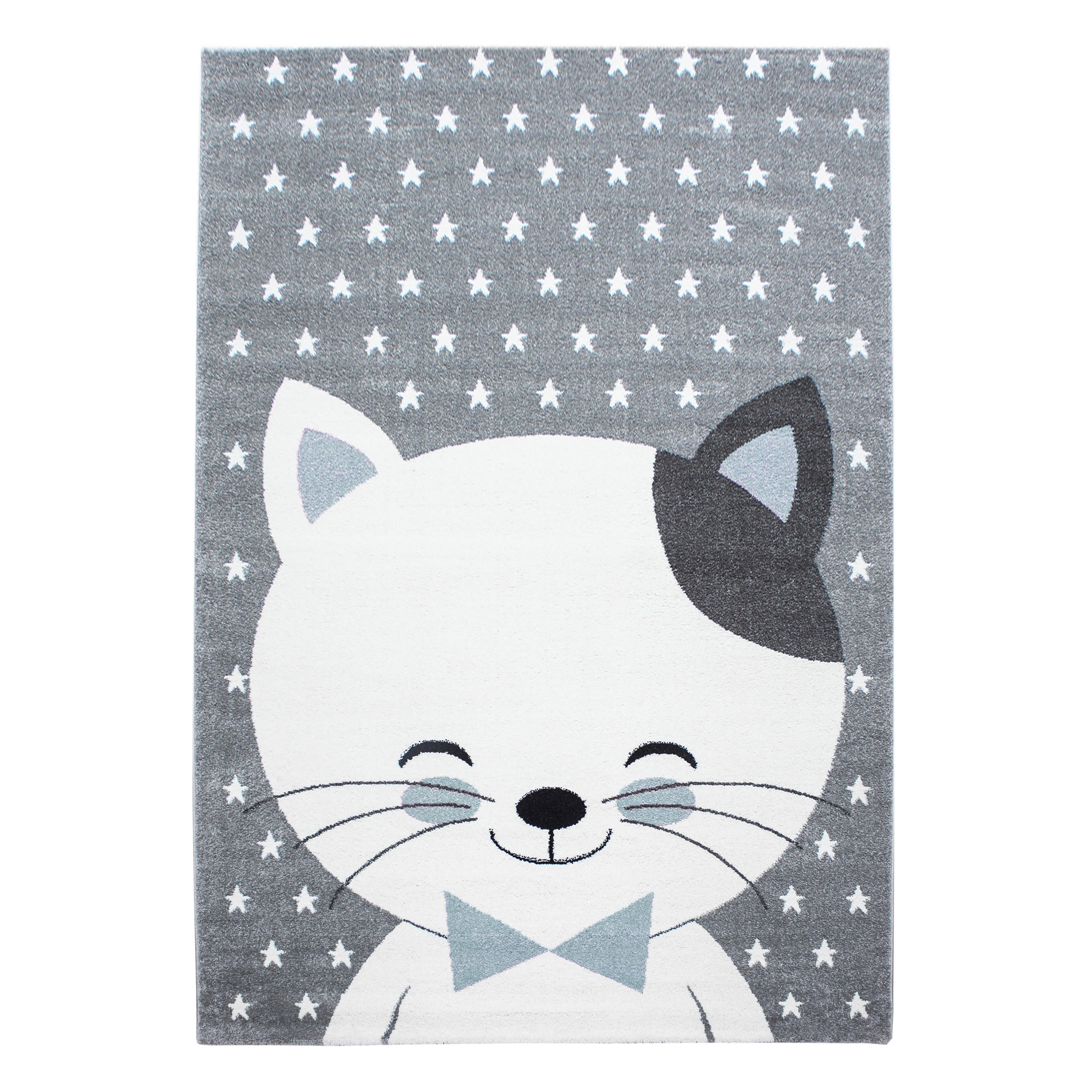 Kids Børnetæppe Kat - Blå - 120x170