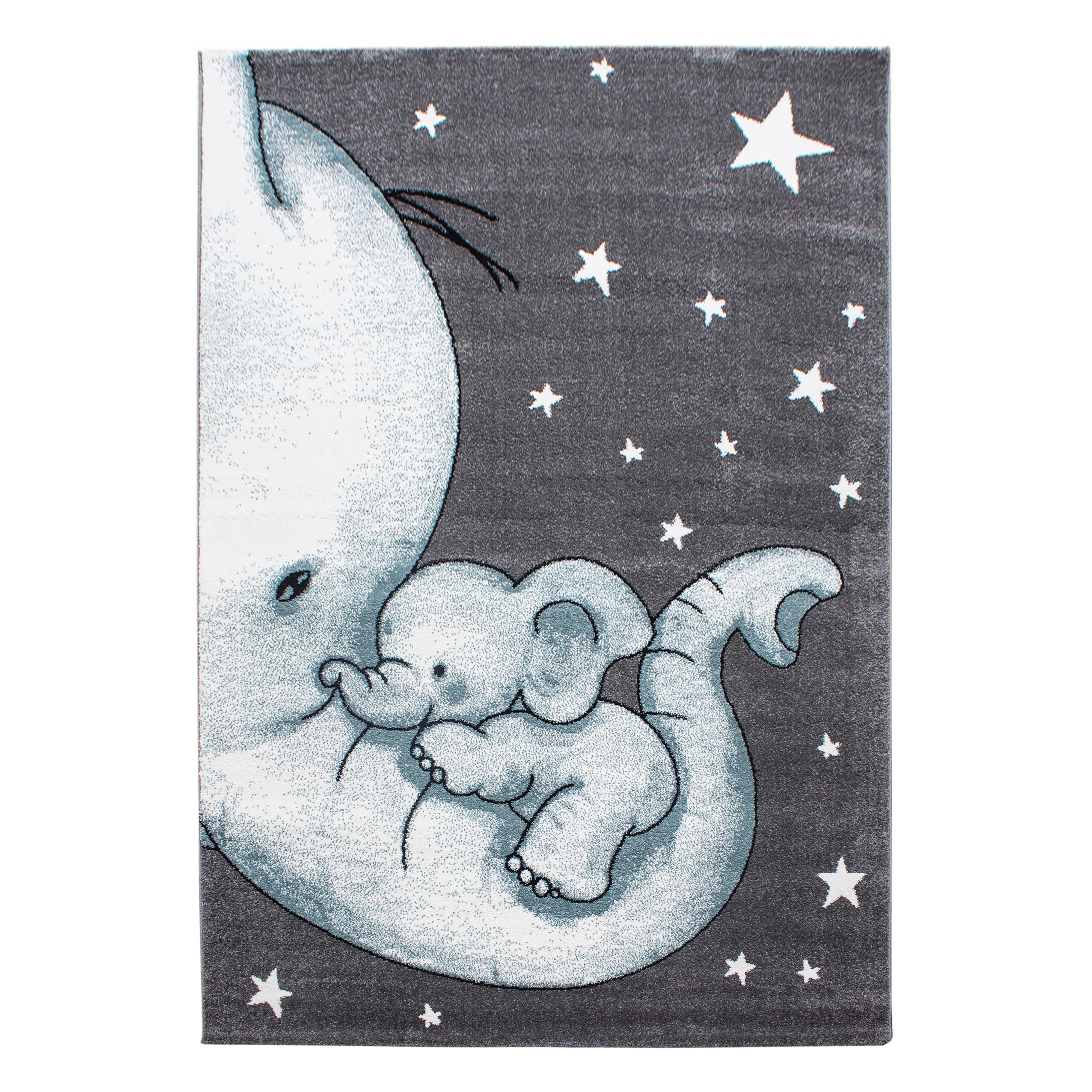 Kids Børne Tæppeløber Elefant - Blå - 80x150 (Løber)