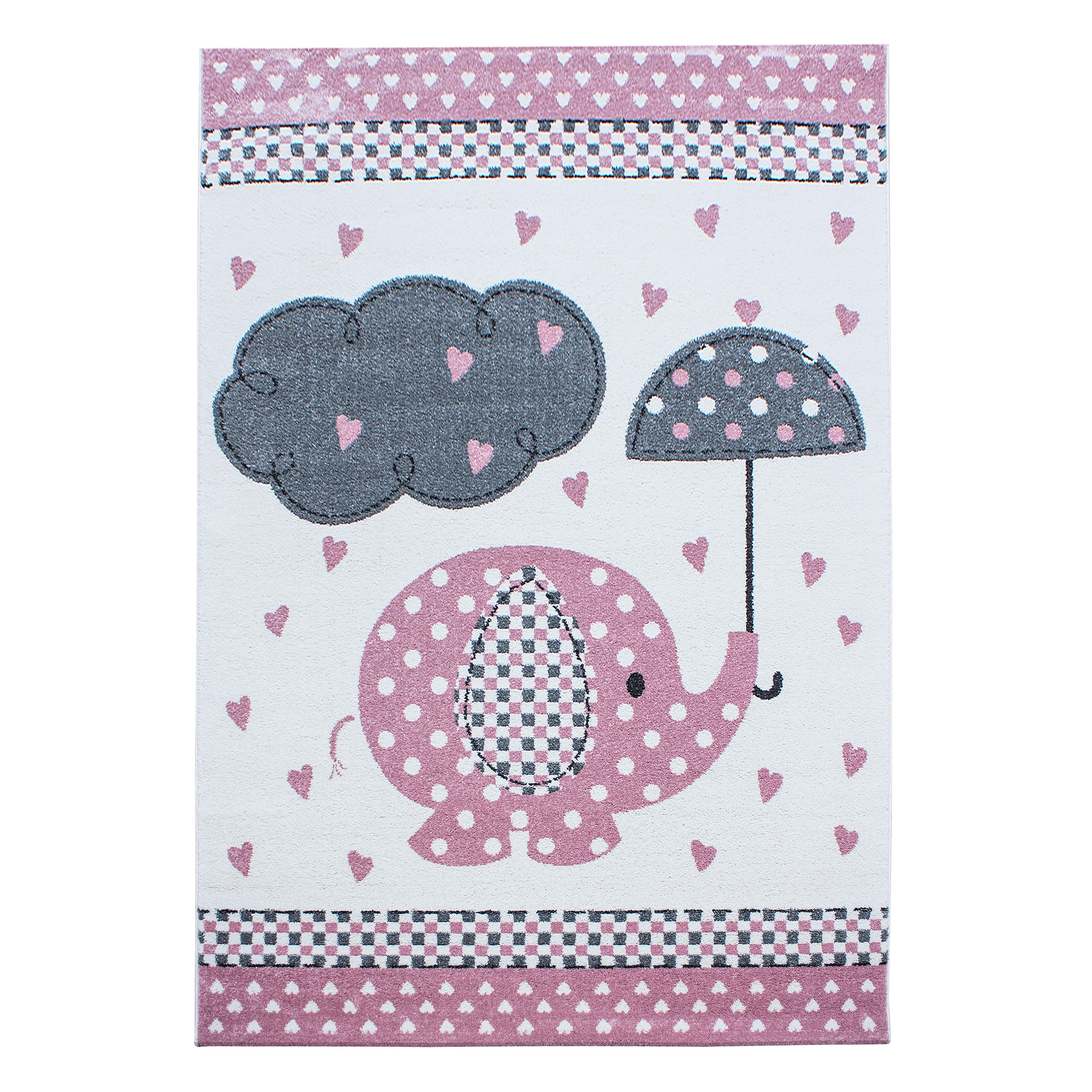 Kids Børne Tæppeløber Elefant - Pink - 80x150 (Løber)
