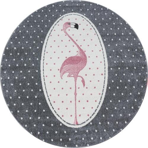 Kids Rund Børnetæppe Flamingo Design - Pink