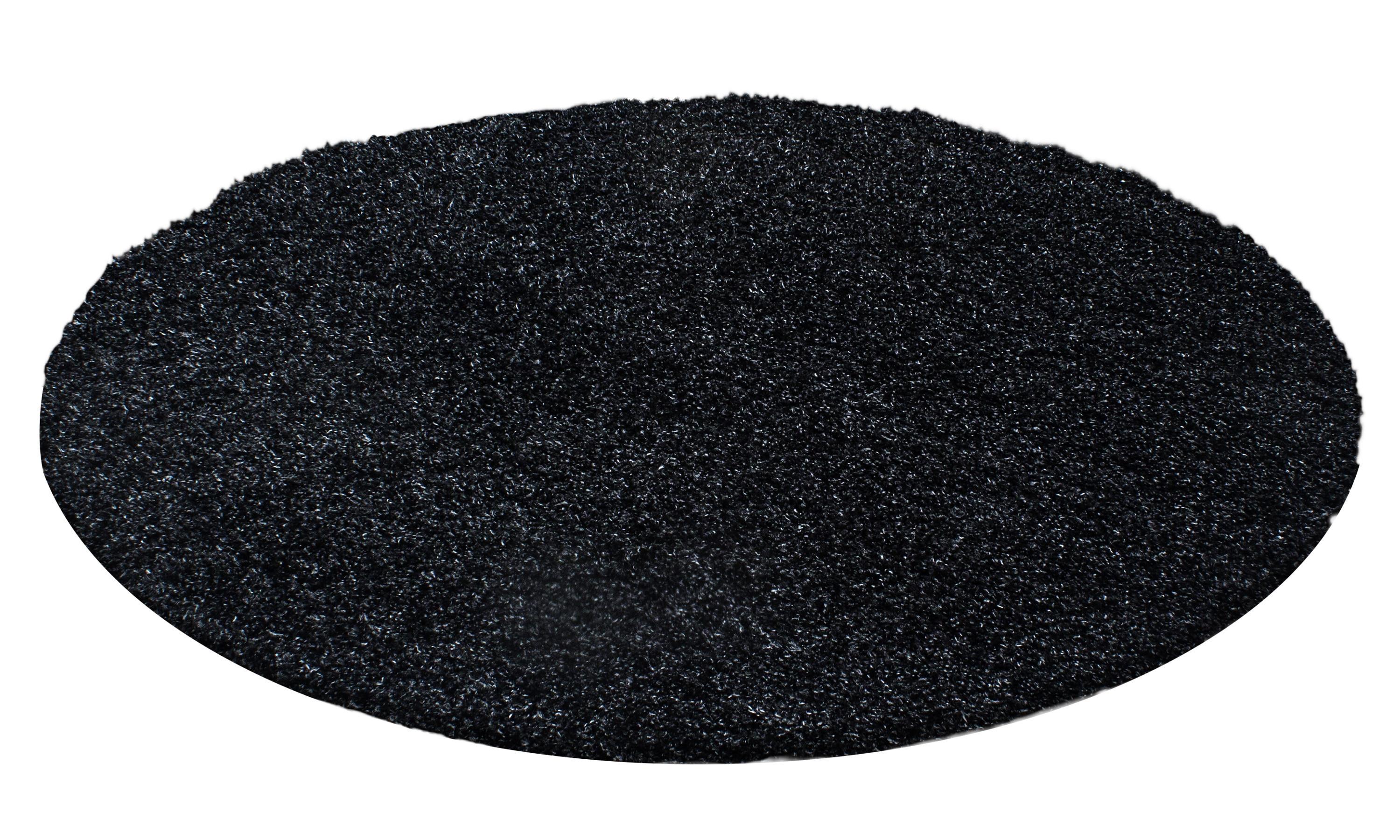 Life Rund Shaggy tæppe Ensfarvet - Antracit - 80x80 (Rund)