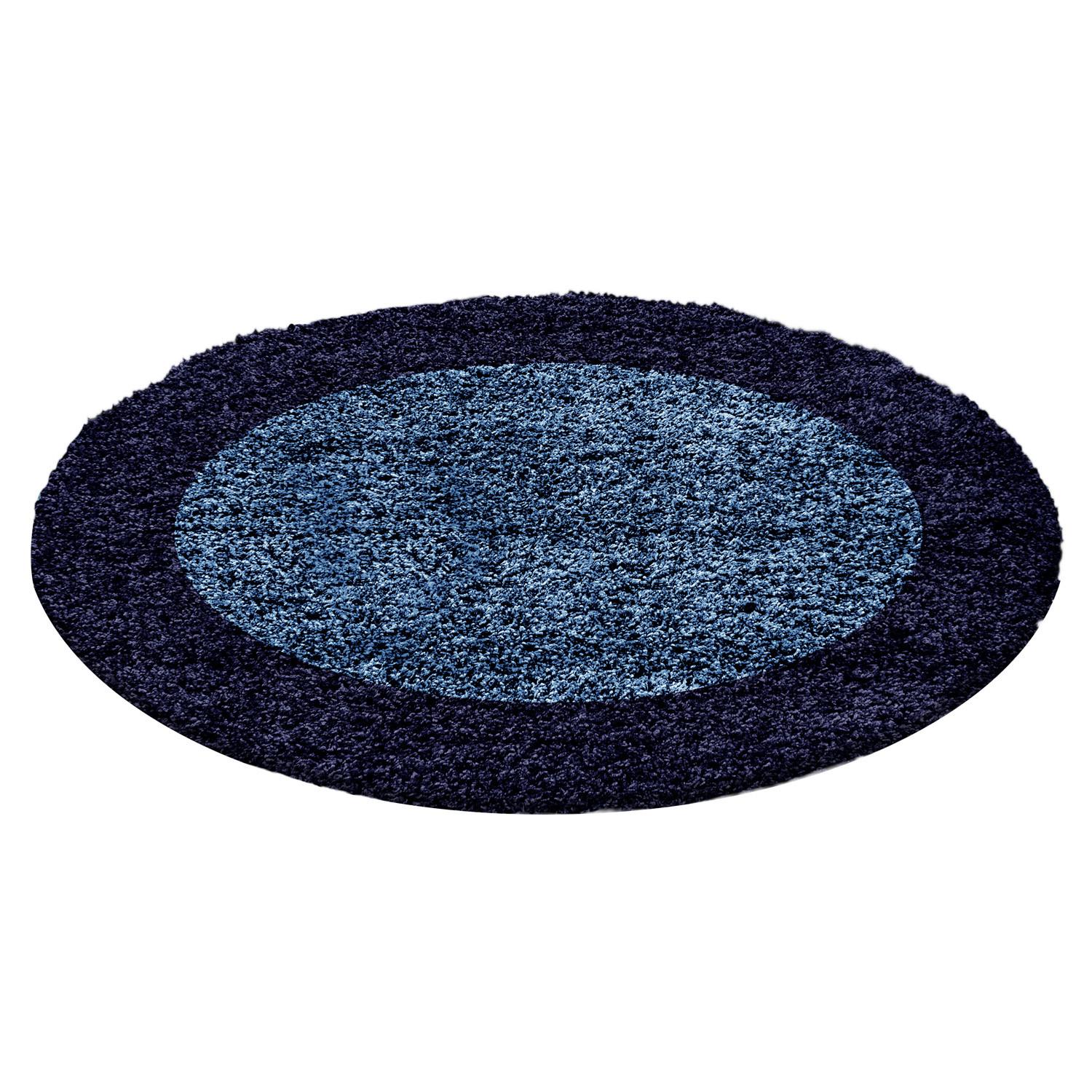 Life Rund Shaggy tæppe Ramme - Blå - 120x120 (Rund)