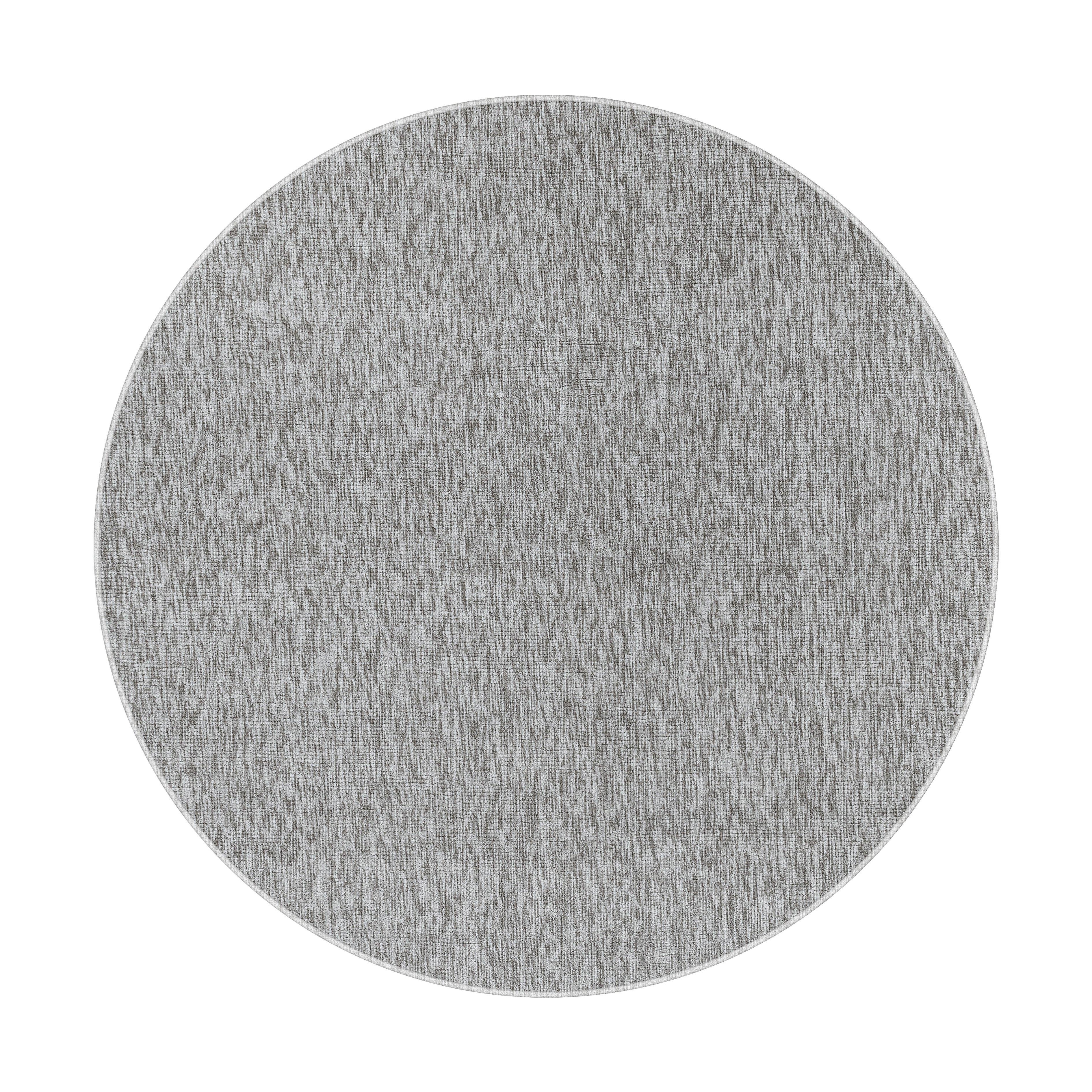 Nizza Rund Kortluvet tæppe Ensfarvet - Lysegrå - 120x120 (Rund)