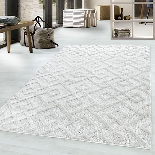Pisa Shaggy tæppe Geometrisk - Creme