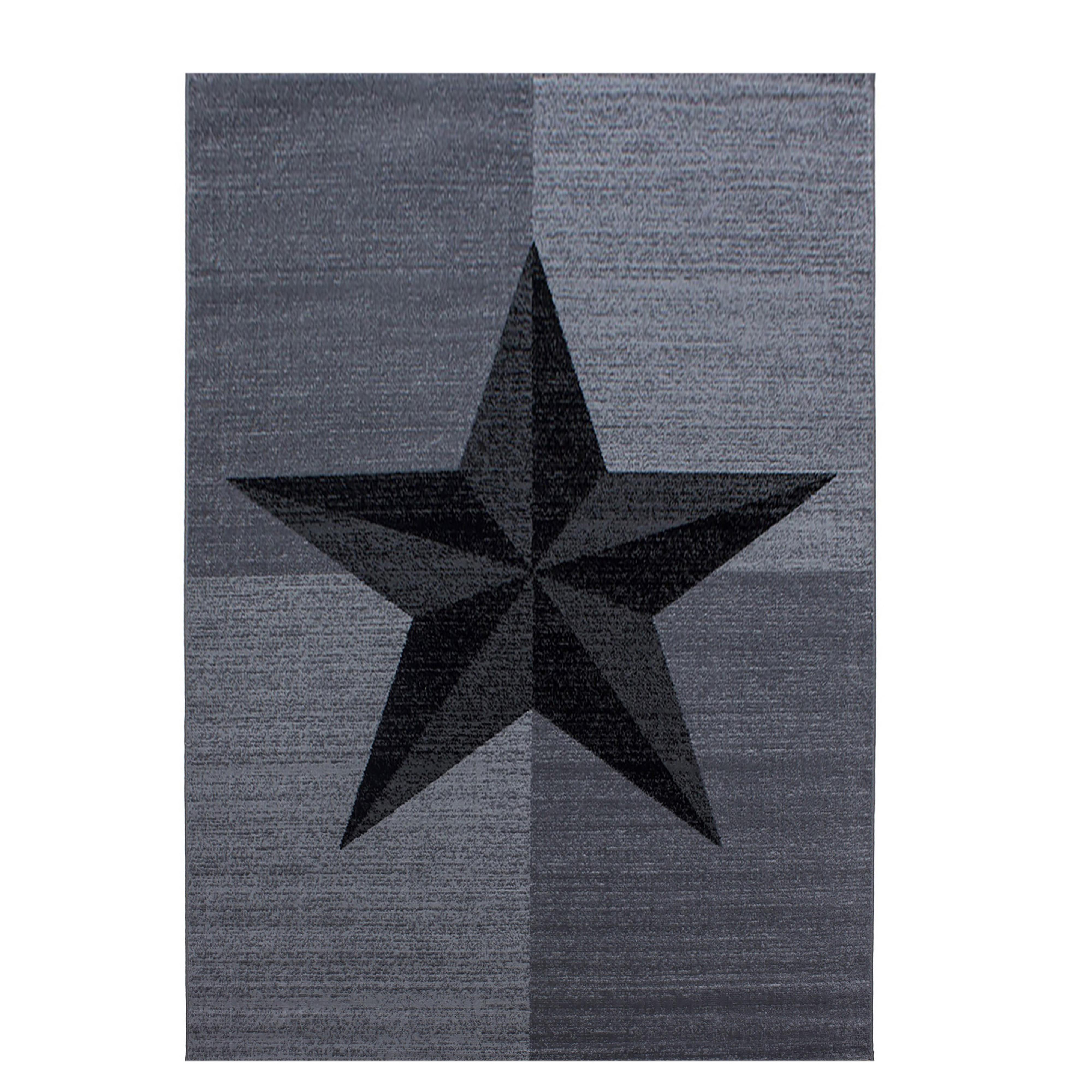 Plus Kortluvet Tæppeløber Stjerne - Grå - 80x150 (Løber)