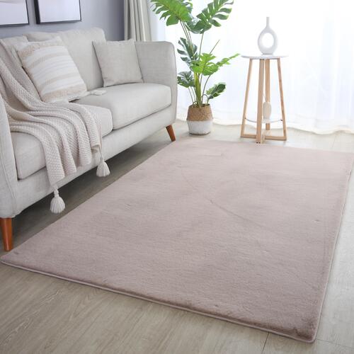 Pouffy Shaggy tæppe Ensfarvet - Beige