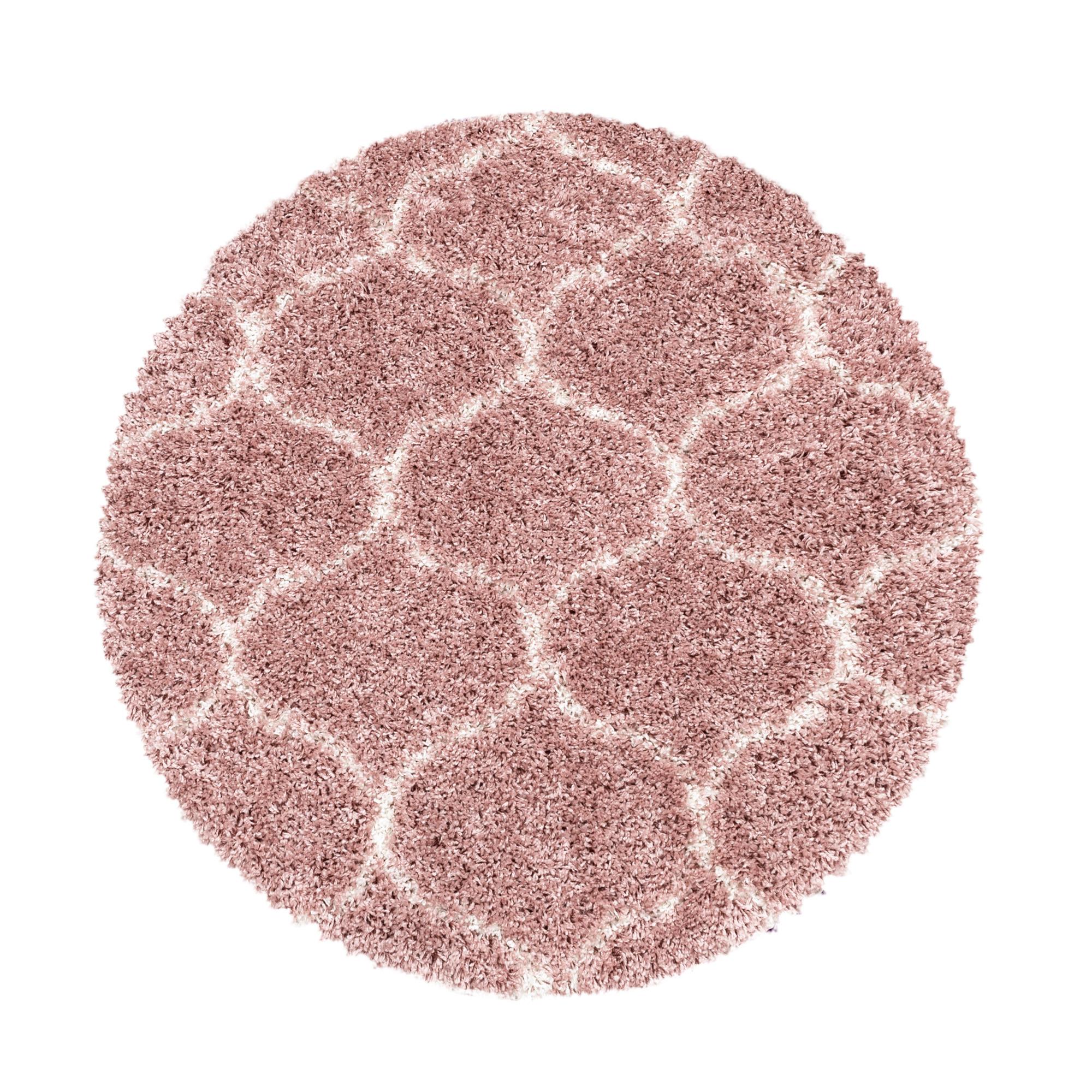 Salsa Rund Shaggy tæppe Skandinavisk - Rosa - 80x80 (Rund)