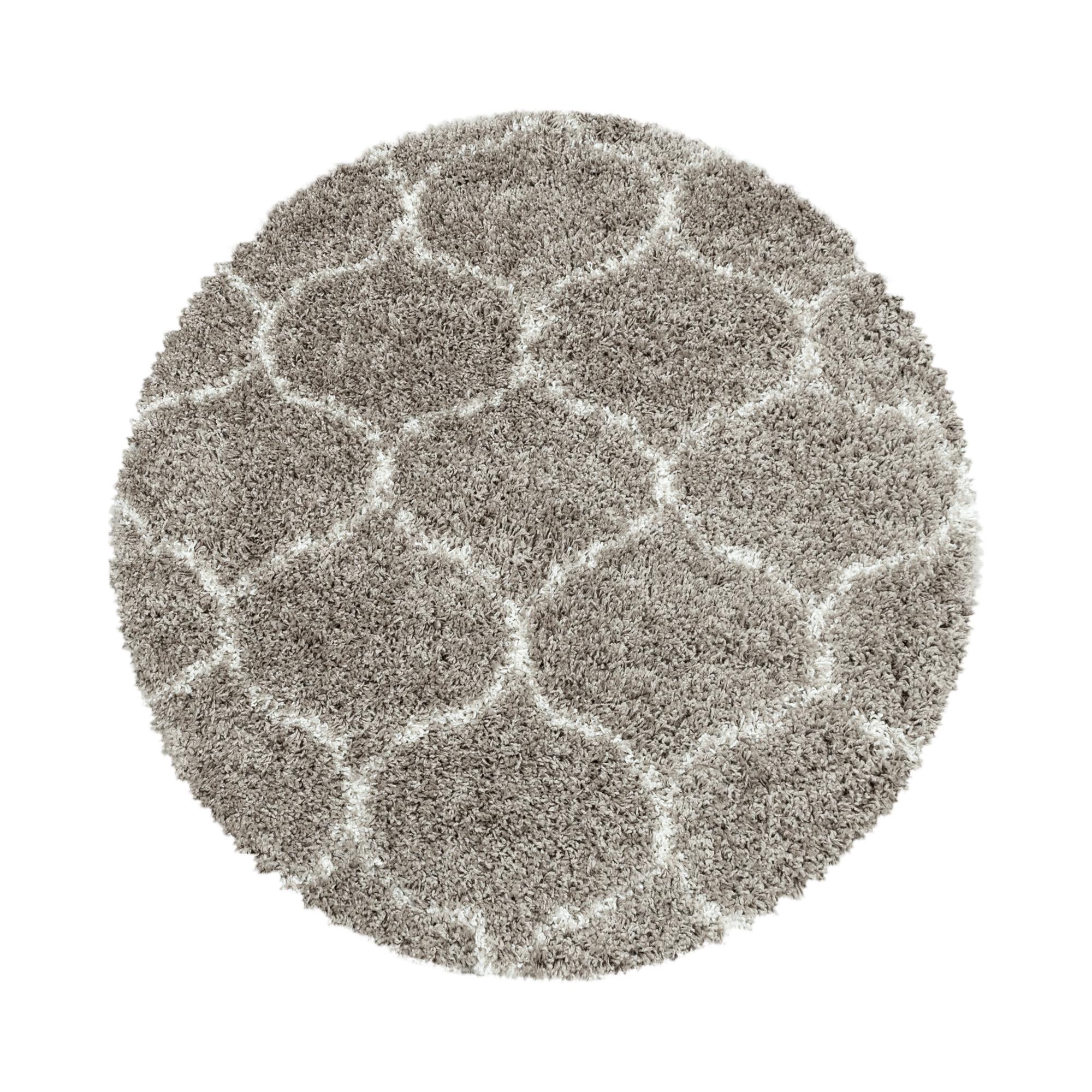 Salsa Rund Shaggy tæppe Skandinavisk - Beige - 80x80 (Rund)