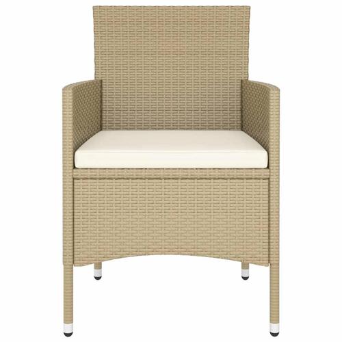 Bistrosæt til haven 5 dele polyrattan og hærdet glas beige
