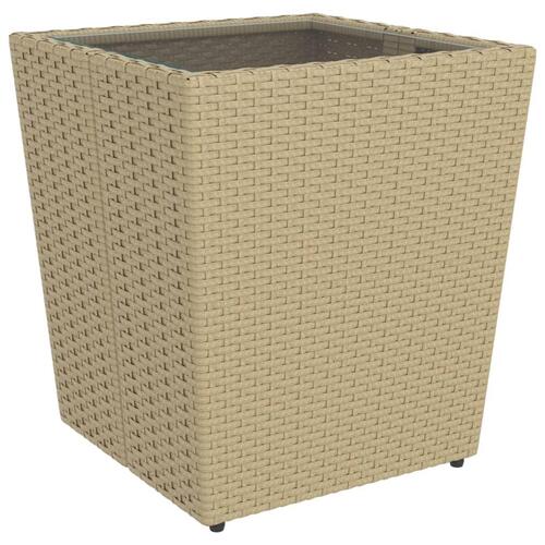 Bistrosæt til haven 5 dele polyrattan og hærdet glas beige