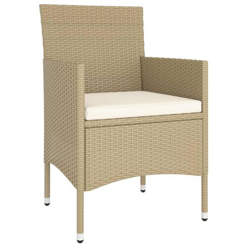 Spisebordssæt til haven 5 dele polyrattan beige