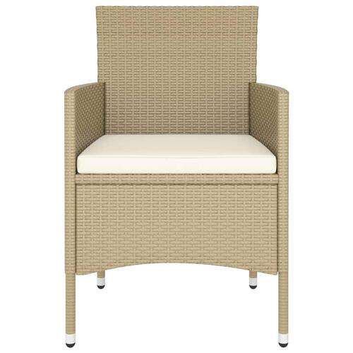 Spisebordssæt til haven 5 dele polyrattan beige