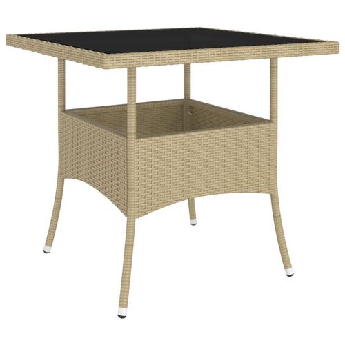 Spisebordssæt til haven 5 dele polyrattan beige