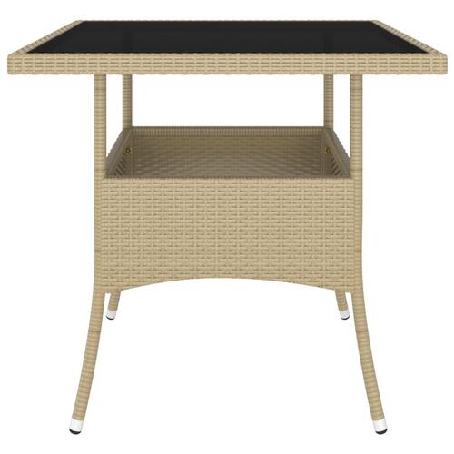 Spisebordssæt til haven 5 dele polyrattan beige