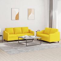 2 personers sofa med hynder stof lysegul
