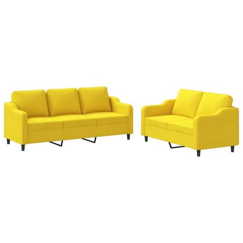 2 personers sofa med hynder stof lysegul