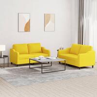 2 personers sofa med hynder stof lysegul