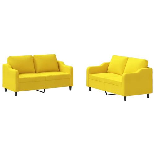 2 personers sofa med hynder stof lysegul