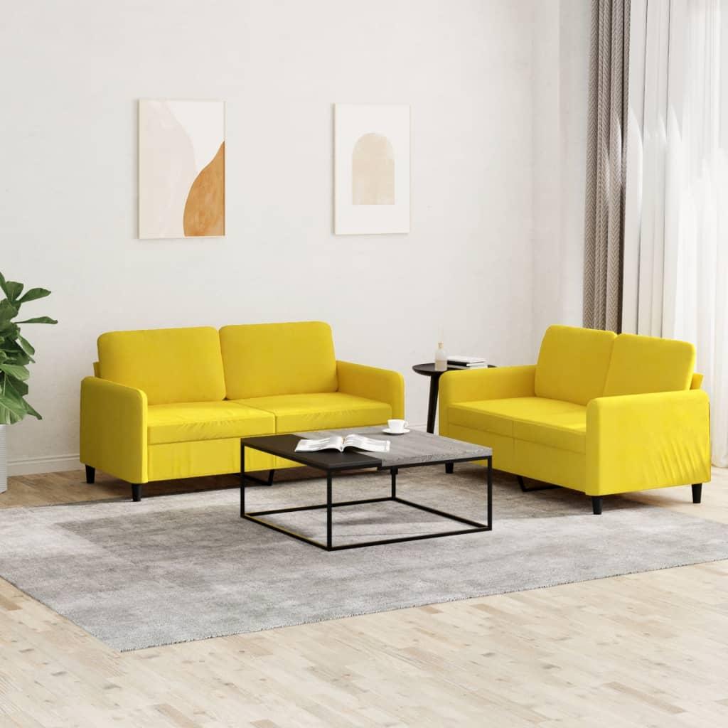 2 personers sofa velour gul