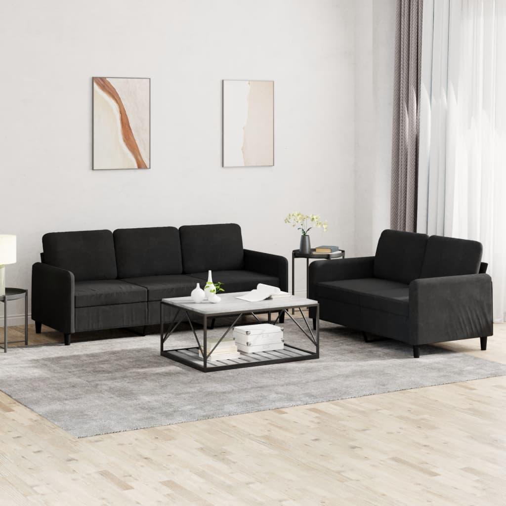 2 personers sofa velour sort
