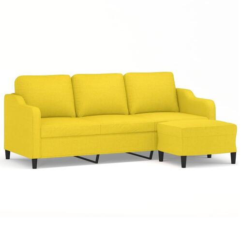 3-personers sofa med fodskammel 180 cm stof lysegul