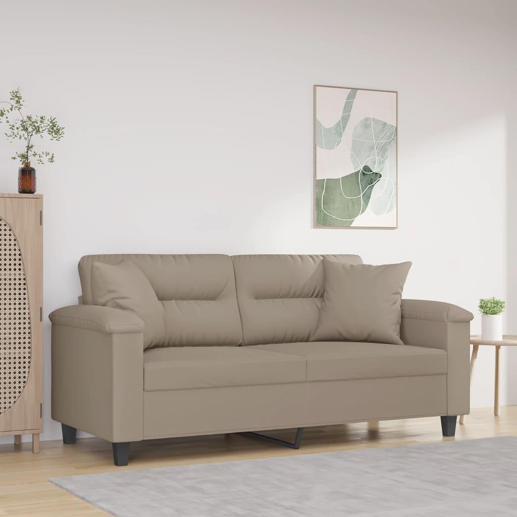 2-personers sofa med puder 140 cm mikrofiberstof gråbrun