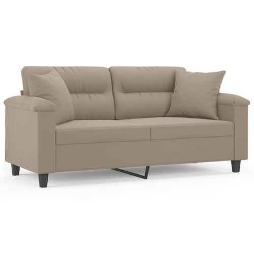 2-personers sofa med puder 140 cm mikrofiberstof gråbrun