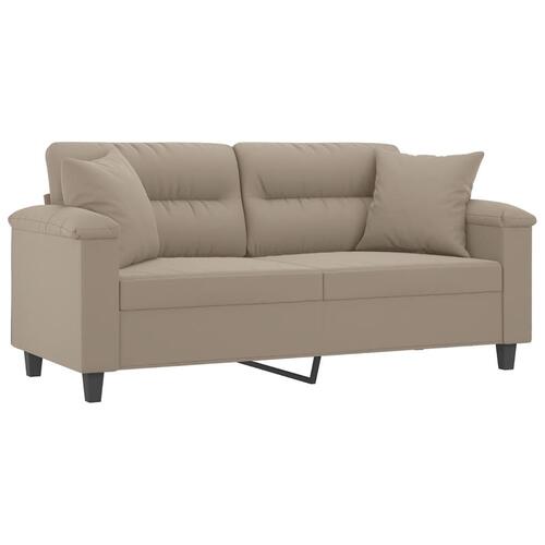 2-personers sofa med puder 140 cm mikrofiberstof gråbrun