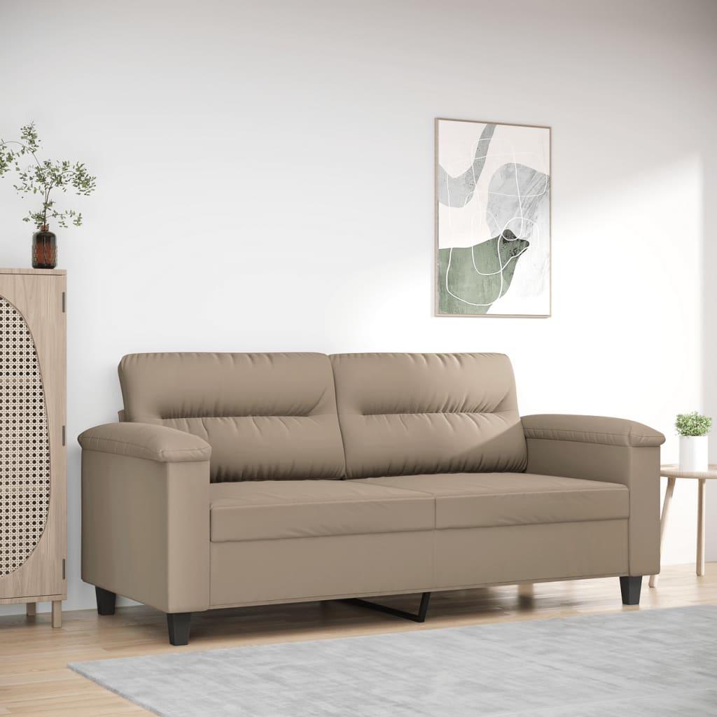 2-personers sofa 140 cm mikrofiberstof gråbrun billede