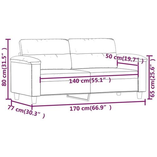 2-personers sofa 140 cm mikrofiberstof gråbrun