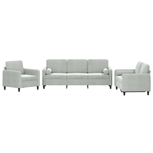 3 personers sofa med puder velour lysegrå