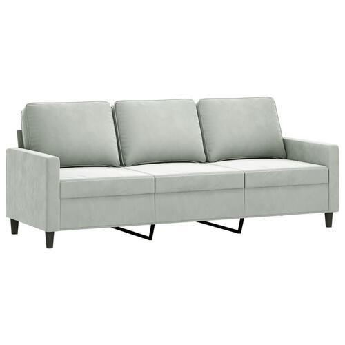 3 personers sofa med puder velour lysegrå