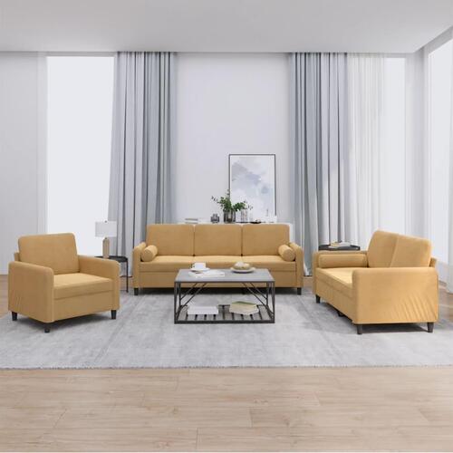 3 personers sofa med puder velour brun