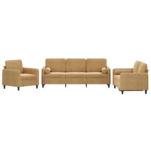 3 personers sofa med puder velour brun