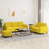 3 personers sofa med puder velour gul