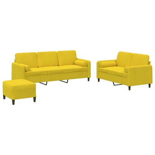 3 personers sofa med puder velour gul