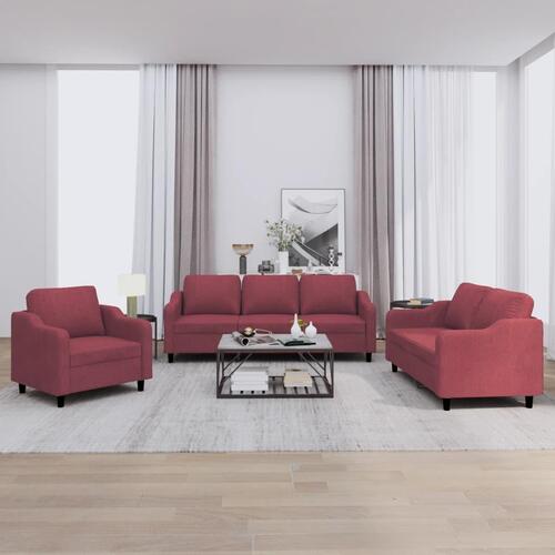 2 personers sofa med hynder stof vinrød