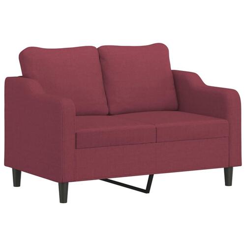 2 personers sofa med hynder stof vinrød
