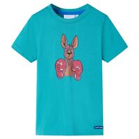 Kortærmet T-shirt til børn str. 116 mørk mintgrøn