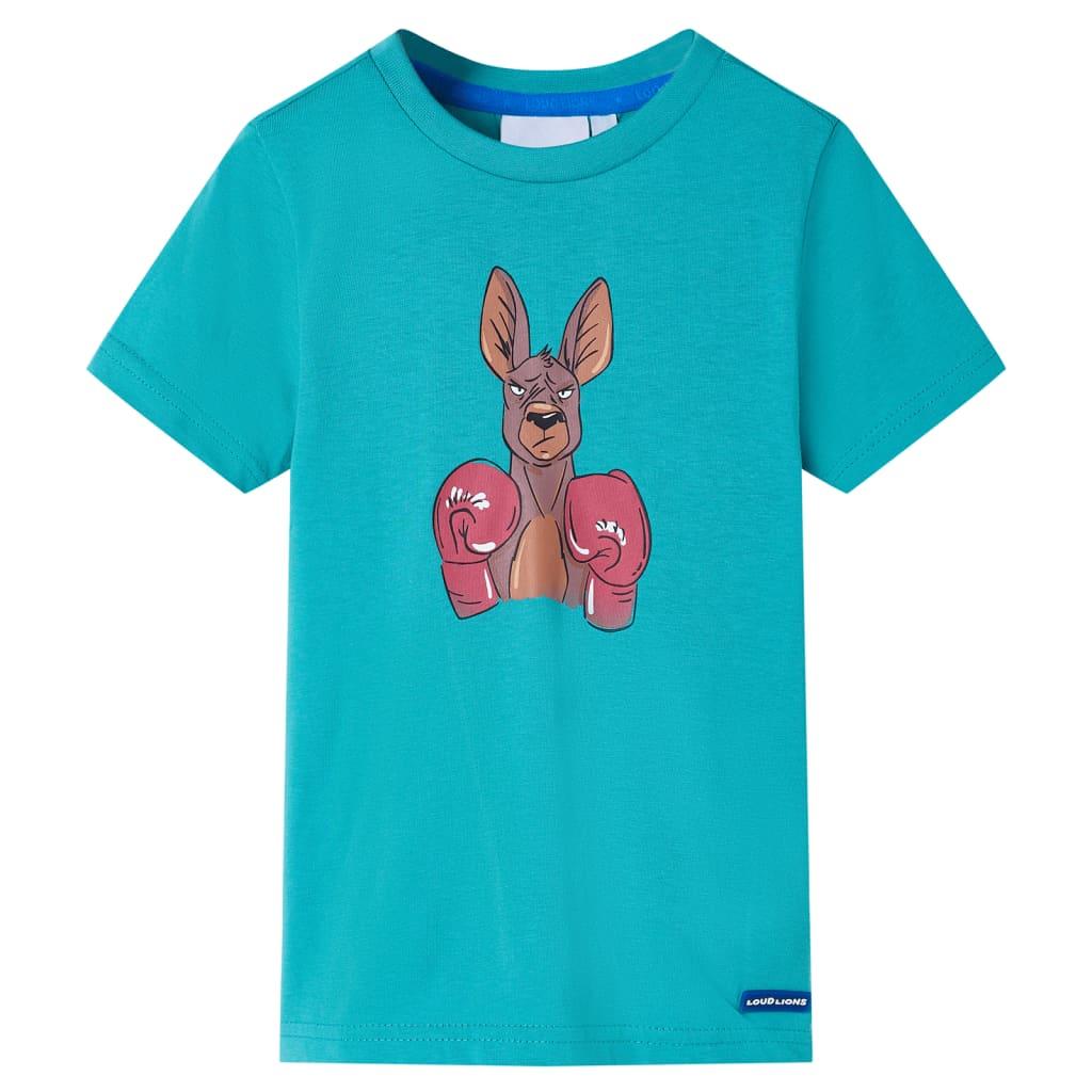 Kortærmet T-shirt til børn str. 116 mørk mintgrøn