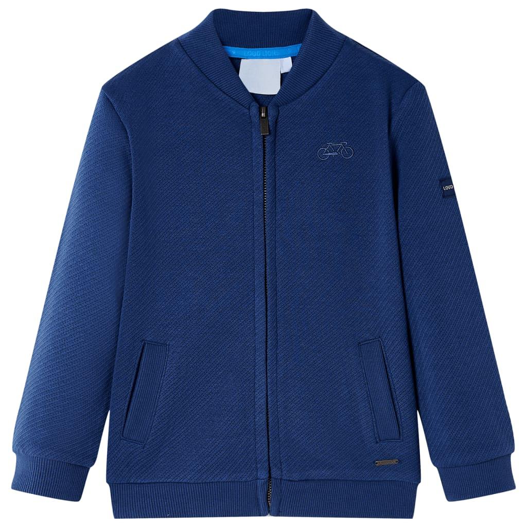 Sweatshirt til børn str. 104 med lynlås marineblå billede