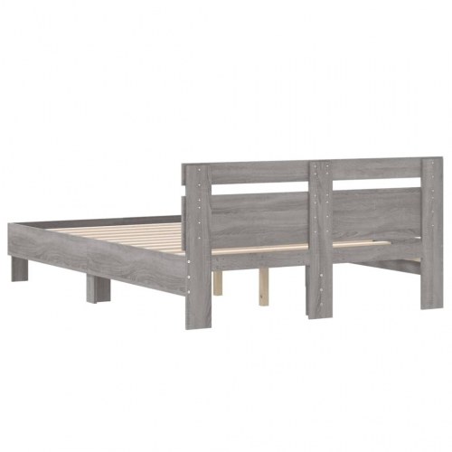 Sengeramme med sengegavl 120x190 cm konstrueret træ grå sonoma