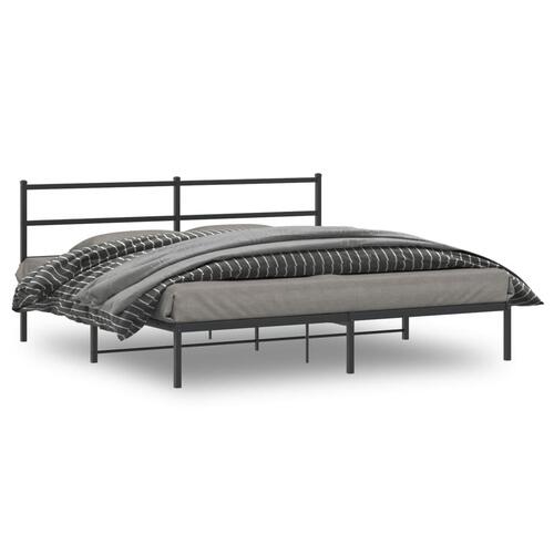 Sengeramme med sengegavl 180x200 cm metal sort