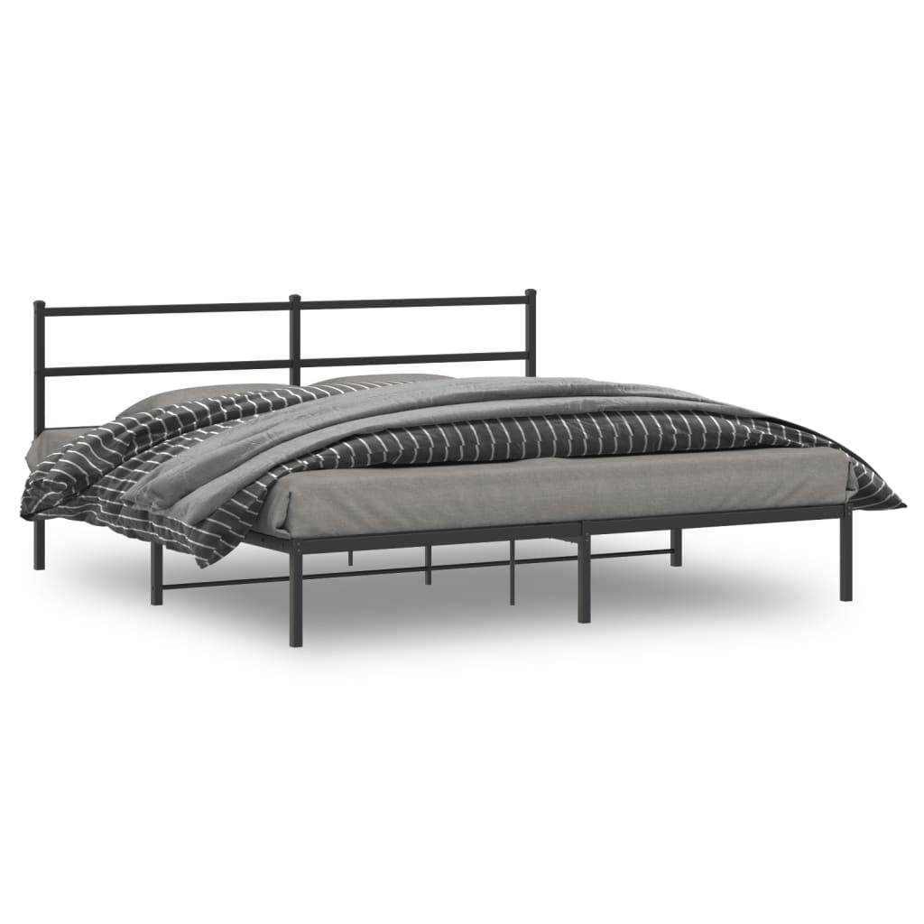 Sengeramme med sengegavl 180x200 cm metal sort