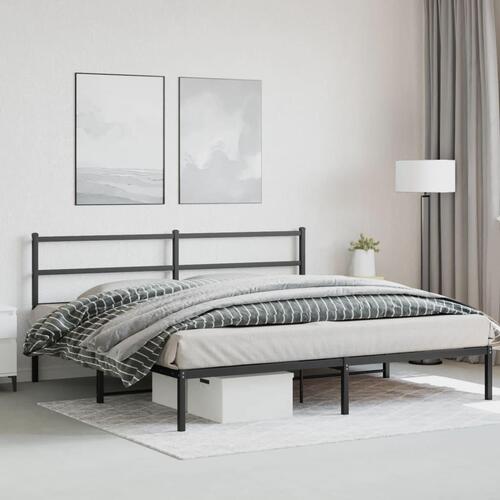 Sengeramme med sengegavl 180x200 cm metal sort