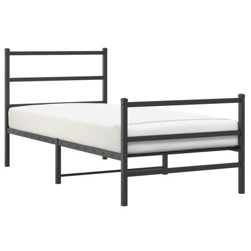 Sengeramme med sengegavl og fodgærde 90x200 cm metal sort
