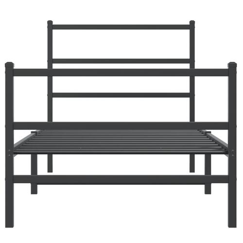 Sengeramme med sengegavl og fodgærde 90x200 cm metal sort