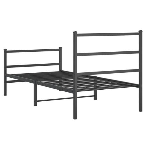 Sengeramme med sengegavl og fodgærde 90x200 cm metal sort