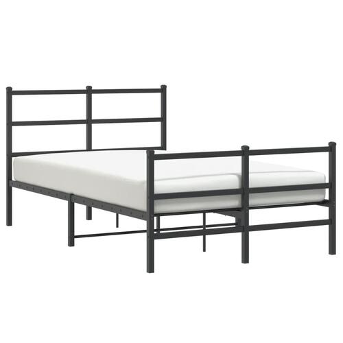 Sengeramme med sengegavl og fodgærde 120x200 cm metal sort