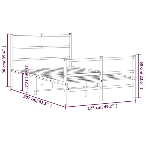 Sengeramme med sengegavl og fodgærde 120x200 cm metal sort